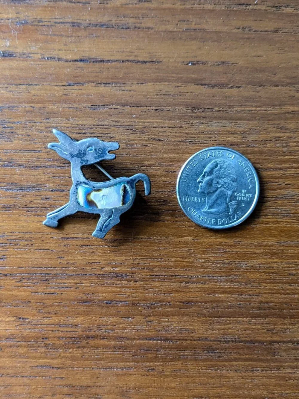 Vintage Taxco Sterling Silver Brooch Mexican Figural Donkey Burro Abalone Pin